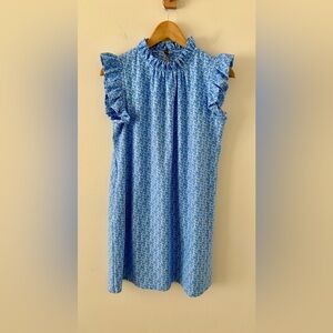 Jude Connally Shari Printed Mini Dress Blue/White Size M